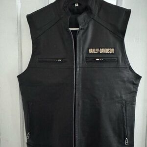 Harley-Davidson Black Motorcycle Vest with Reinforced Shoulders